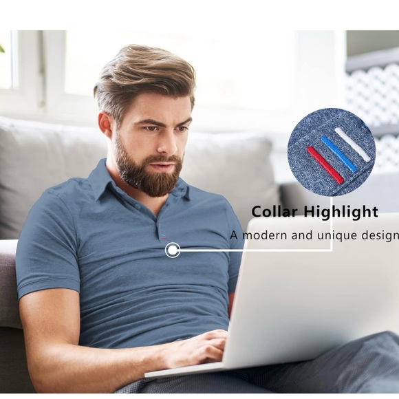 3 Pack V VALANCH Polo Shirts Sport Casual Short Sleeve Golf Moisture Wicking - Picture 3 of 8